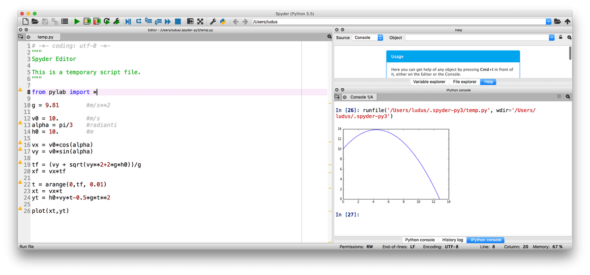 lanciamo il programma in Spyder