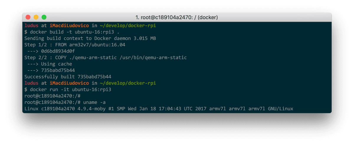 Qemu registrato nel docker