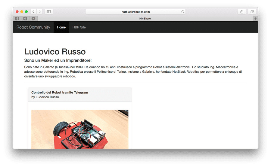 Apre HBR Community, il nuovo sistema per la condivisione di progetti Robotici