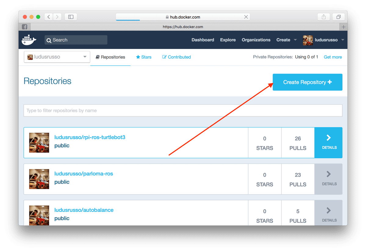 Dockerhub pagina iniziale