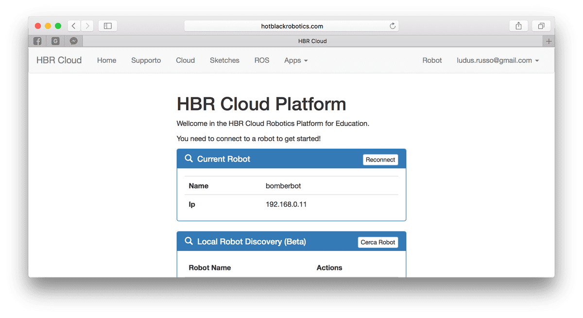 Connessione al Robot